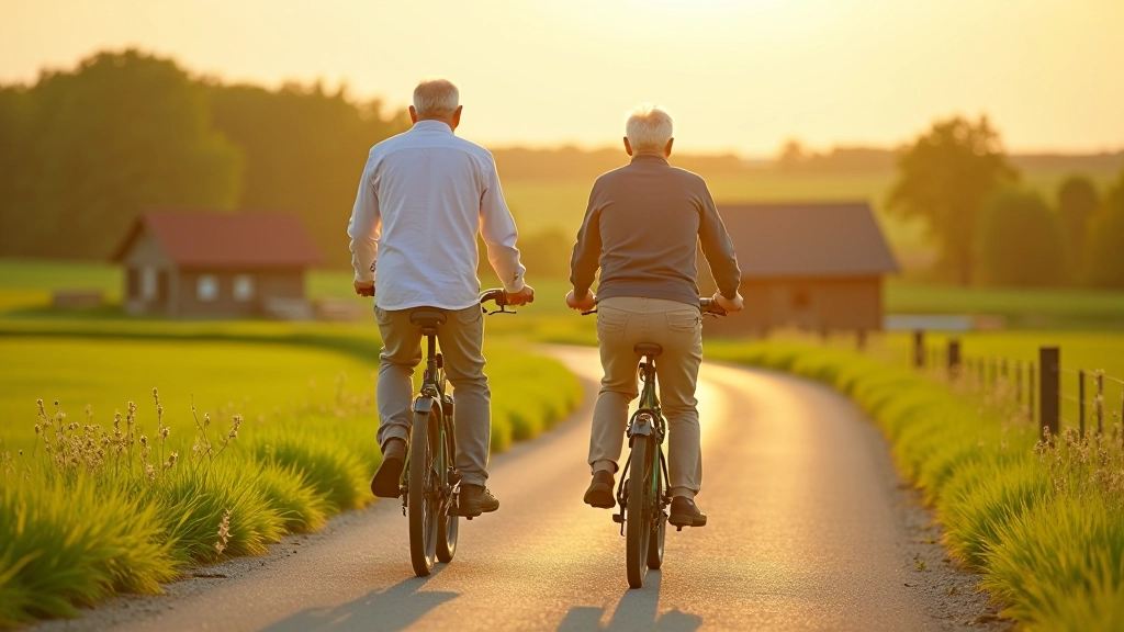 Seniori uz elektrovelo Vidzemes lauku ceļā